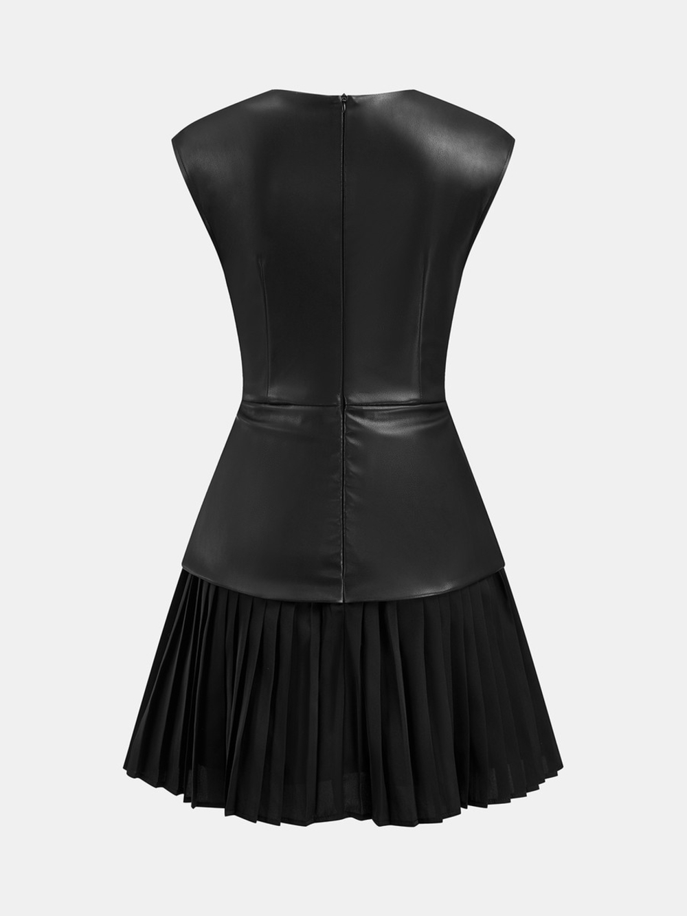 Commense Black Faux-Leather Peplum Mini Dress - Picture 3 of 4